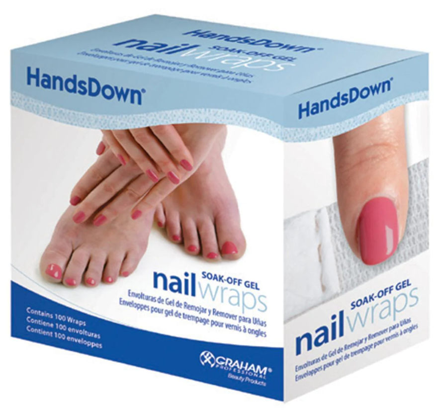 33-660906 HANDSDOWN NAIL WRAPS W/ APPLICATOR STICK 100/PK